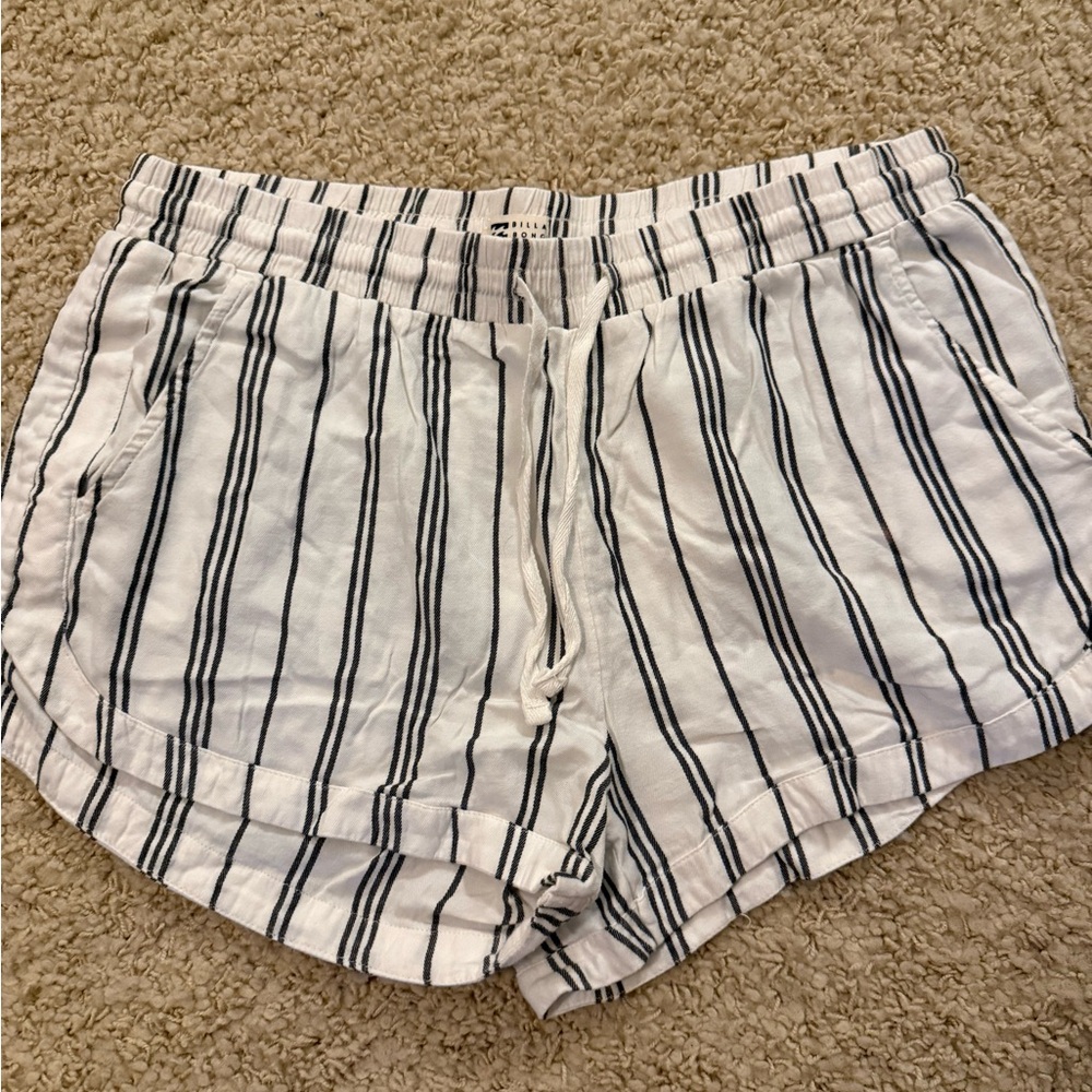 Billabong Black and White Striped High Waist Shorts